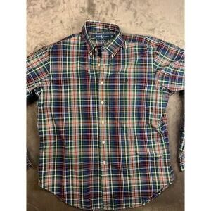 Polo‎ Ralph Lauren Classic Fit Blue plaid Long Sleeve Button Front L